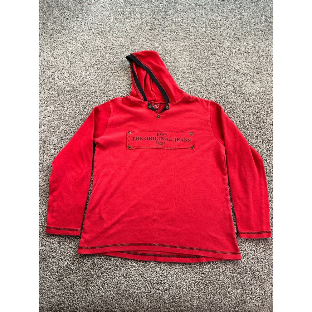 Evs Hoodie Boys Medium Red Black Rivet Pullover Long Sleeve Swetashirt Kids FLAW
